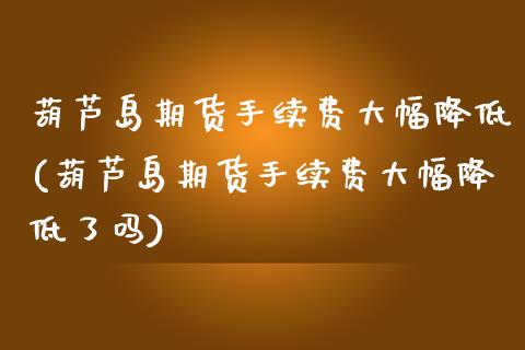 葫芦岛期货手续费大幅降低(葫芦岛期货手续费大幅降低了吗)_https://www.zztgc.com_期货开户_第1张