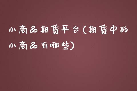 小商品期货平台(期货中的小商品有哪些)_https://www.zztgc.com_期货入门_第1张