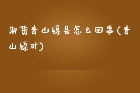 期货青山镍是怎么回事(青山镍矿)_https://www.zztgc.com_期货入门_第1张