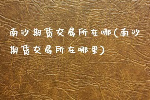南沙期货交易所在哪(南沙期货交易所在哪里)_https://www.zztgc.com_黄金期货_第1张