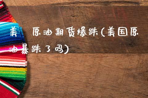 美囯原油期货爆跌(美国原油暴跌了吗)_https://www.zztgc.com_期货入门_第1张