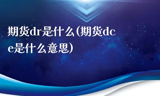 期货dr是什么(期货dce是什么意思)_https://www.zztgc.com_期货入门_第1张