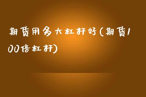 期货用多大杠杆好(期货100倍杠杆)_https://www.zztgc.com_期货行情_第1张