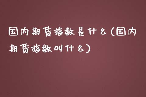国内期货指数是什么(国内期货指数叫什么)_https://www.zztgc.com_期货入门_第1张