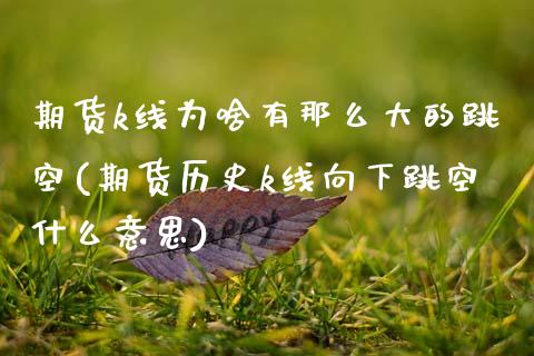 期货k线为啥有那么大的跳空(期货历史k线向下跳空什么意思)_https://www.zztgc.com_期货入门_第1张