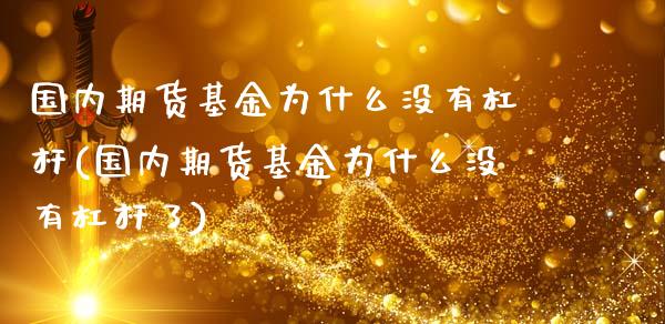 国内期货基金为什么没有杠杆(国内期货基金为什么没有杠杆了)_https://www.zztgc.com_黄金期货_第1张