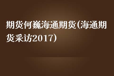 期货何巍海通期货(海通期货采访2017)_https://www.zztgc.com_期货入门_第1张
