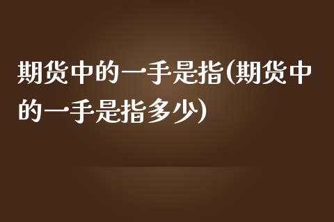 期货中的一手是指(期货中的一手是指多少)_https://www.zztgc.com_期货入门_第1张