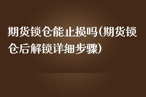 期货锁仓能止损吗(期货锁仓后解锁详细步骤)_https://www.zztgc.com_原油期货_第1张