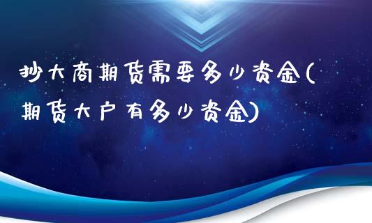 抄大商期货需要多少资金(期货大户有多少资金)_https://www.zztgc.com_期货入门_第1张