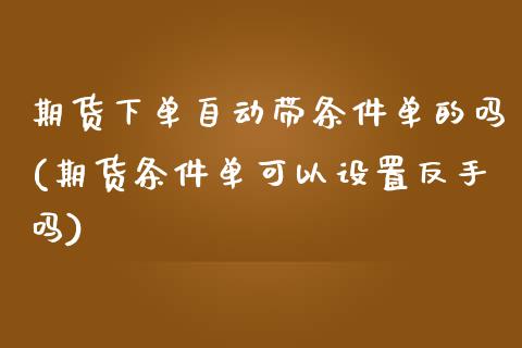 期货下单自动带条件单的吗(期货条件单可以设置反手吗)_https://www.zztgc.com_原油期货_第1张