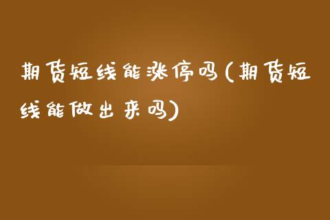期货短线能涨停吗(期货短线能做出来吗)_https://www.zztgc.com_期货直播_第1张