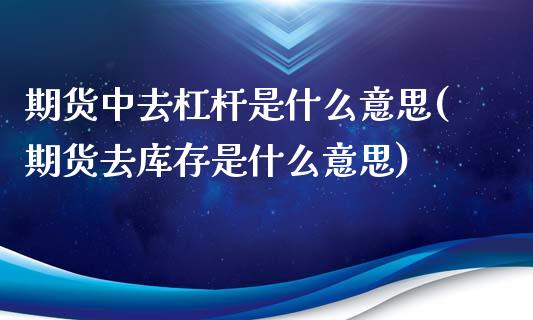 期货中去杠杆是什么意思(期货去库存是什么意思)_https://www.zztgc.com_期货入门_第1张