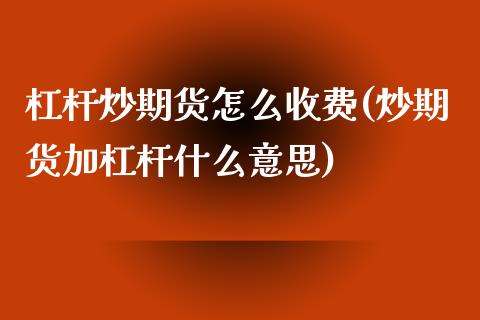 杠杆炒期货怎么收费(炒期货加杠杆什么意思)_https://www.zztgc.com_期货直播_第1张