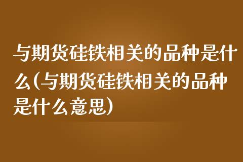 与期货硅铁相关的品种是什么(与期货硅铁相关的品种是什么意思)_https://www.zztgc.com_黄金期货_第1张