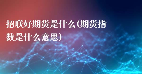 招联好期货是什么(期货指数是什么意思)_https://www.zztgc.com_期货直播_第1张