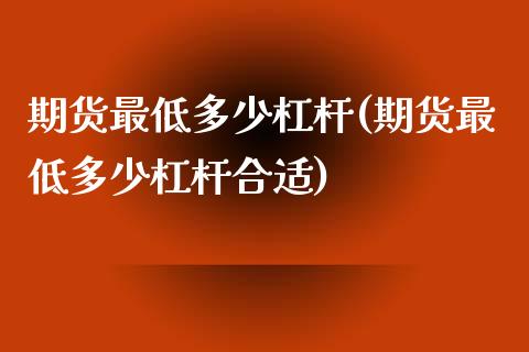 期货最低多少杠杆(期货最低多少杠杆合适)_https://www.zztgc.com_原油期货_第1张