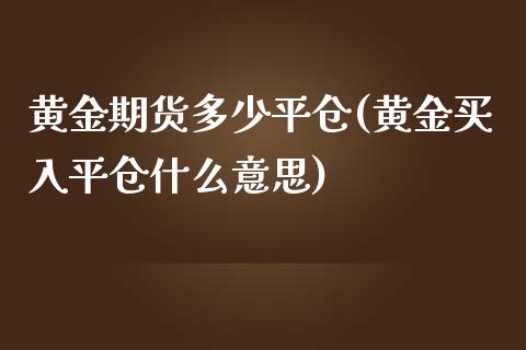 黄金期货多少平仓(黄金买入平仓什么意思)_https://www.zztgc.com_期货入门_第1张