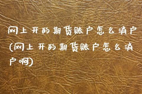 网上开的期货账户怎么消户(网上开的期货账户怎么消户啊)_https://www.zztgc.com_原油期货_第1张