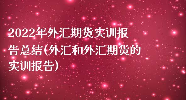 2022年外汇期货实训报告总结(外汇和外汇期货的实训报告)_https://www.zztgc.com_期货入门_第1张
