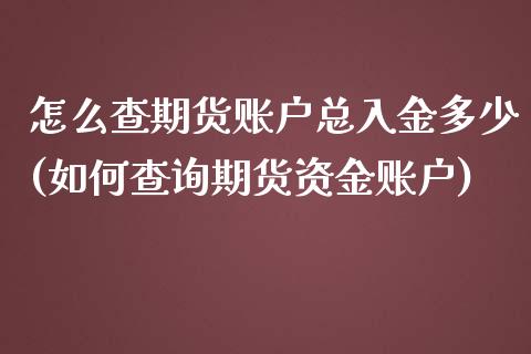 怎么查期货账户总入金多少(如何查询期货资金账户)_https://www.zztgc.com_原油期货_第1张