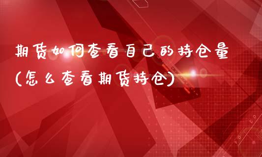 期货如何查看自己的持仓量(怎么查看期货持仓)_https://www.zztgc.com_期货直播_第1张