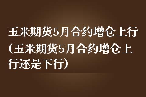 玉米期货5月合约增仓上行(玉米期货5月合约增仓上行还是下行)_https://www.zztgc.com_期货直播_第1张