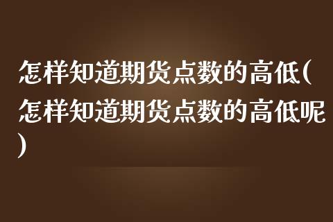 怎样知道期货点数的高低(怎样知道期货点数的高低呢)_https://www.zztgc.com_期货入门_第1张