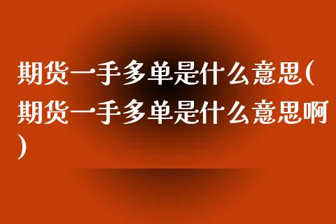 期货一手多单是什么意思(期货一手多单是什么意思啊)_https://www.zztgc.com_原油期货_第1张