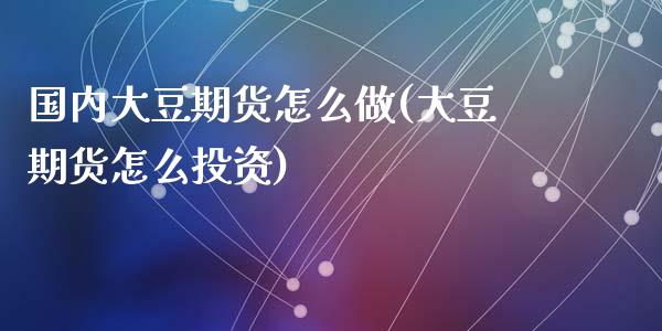 国内大豆期货怎么做(大豆期货怎么投资)_https://www.zztgc.com_黄金期货_第1张