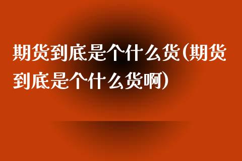 期货到底是个什么货(期货到底是个什么货啊)_https://www.zztgc.com_期货行情_第1张