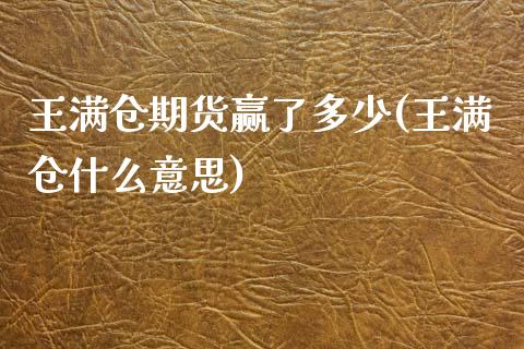 王满仓期货赢了多少(王满仓什么意思)_https://www.zztgc.com_黄金期货_第1张