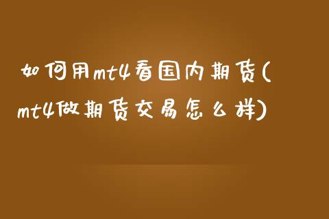 如何用mt4看国内期货(mt4做期货交易怎么样)_https://www.zztgc.com_期货开户_第1张