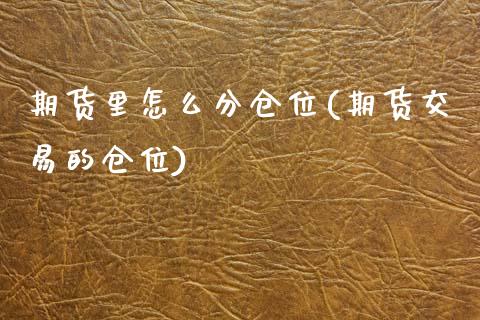 期货里怎么分仓位(期货交易的仓位)_https://www.zztgc.com_黄金期货_第1张