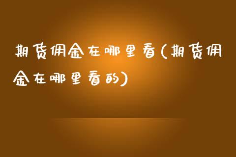 期货佣金在哪里看(期货佣金在哪里看的)_https://www.zztgc.com_黄金期货_第1张