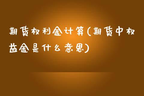期货权利金计算(期货中权益金是什么意思)_https://www.zztgc.com_期货直播_第1张