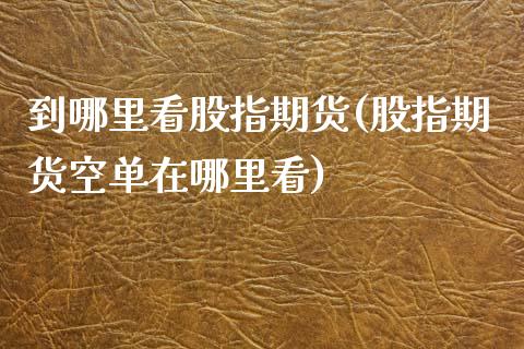 到哪里看股指期货(股指期货空单在哪里看)_https://www.zztgc.com_原油期货_第1张