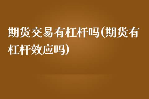 期货交易有杠杆吗(期货有杠杆效应吗)_https://www.zztgc.com_期货直播_第1张