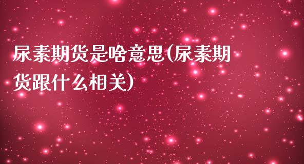 尿素期货是啥意思(尿素期货跟什么相关)_https://www.zztgc.com_黄金期货_第1张