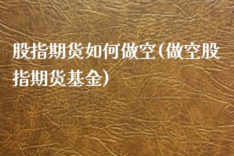 股指期货如何做空(做空股指期货基金)_https://www.zztgc.com_期货入门_第1张