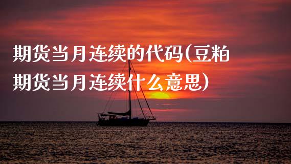 期货当月连续的代码(豆粕期货当月连续什么意思)_https://www.zztgc.com_期货行情_第1张