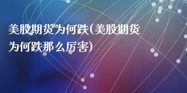 美股期货为何跌(美股期货为何跌那么厉害)_https://www.zztgc.com_期货直播_第1张