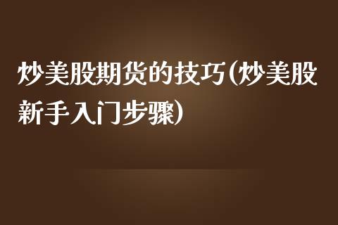 炒美股期货的技巧(炒美股新手入门步骤)_https://www.zztgc.com_黄金期货_第1张