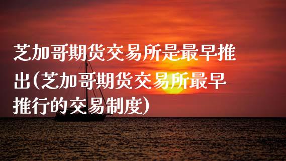 芝加哥期货交易所是最早推出(芝加哥期货交易所最早推行的交易制度)_https://www.zztgc.com_期货行情_第1张