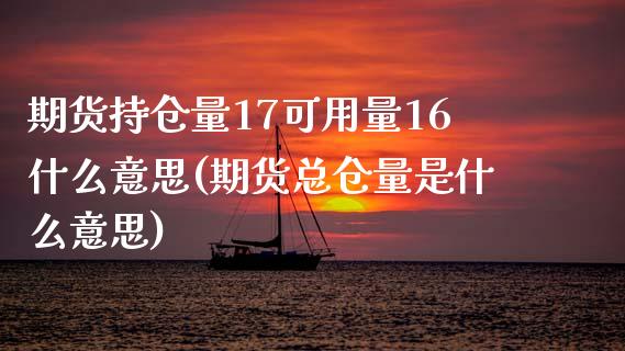 期货持仓量17可用量16什么意思(期货总仓量是什么意思)_https://www.zztgc.com_期货开户_第1张