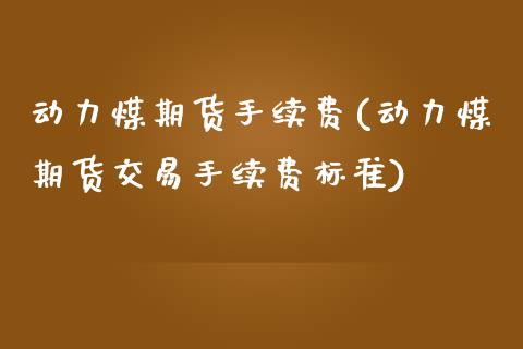 动力煤期货手续费(动力煤期货交易手续费标准)_https://www.zztgc.com_期货直播_第1张