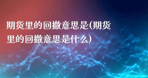 期货里的回撤意思是(期货里的回撤意思是什么)_https://www.zztgc.com_黄金期货_第1张