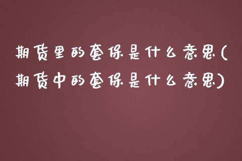 期货里的套保是什么意思(期货中的套保是什么意思)_https://www.zztgc.com_期货开户_第1张