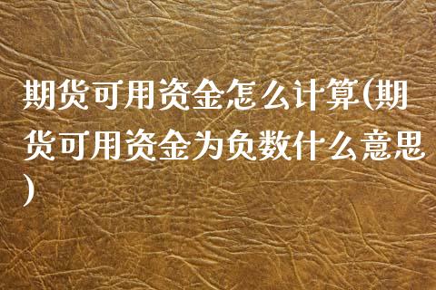 期货可用资金怎么计算(期货可用资金为负数什么意思)_https://www.zztgc.com_期货直播_第1张