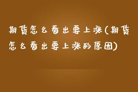 期货怎么看出要上涨(期货怎么看出要上涨的原因)_https://www.zztgc.com_原油期货_第1张